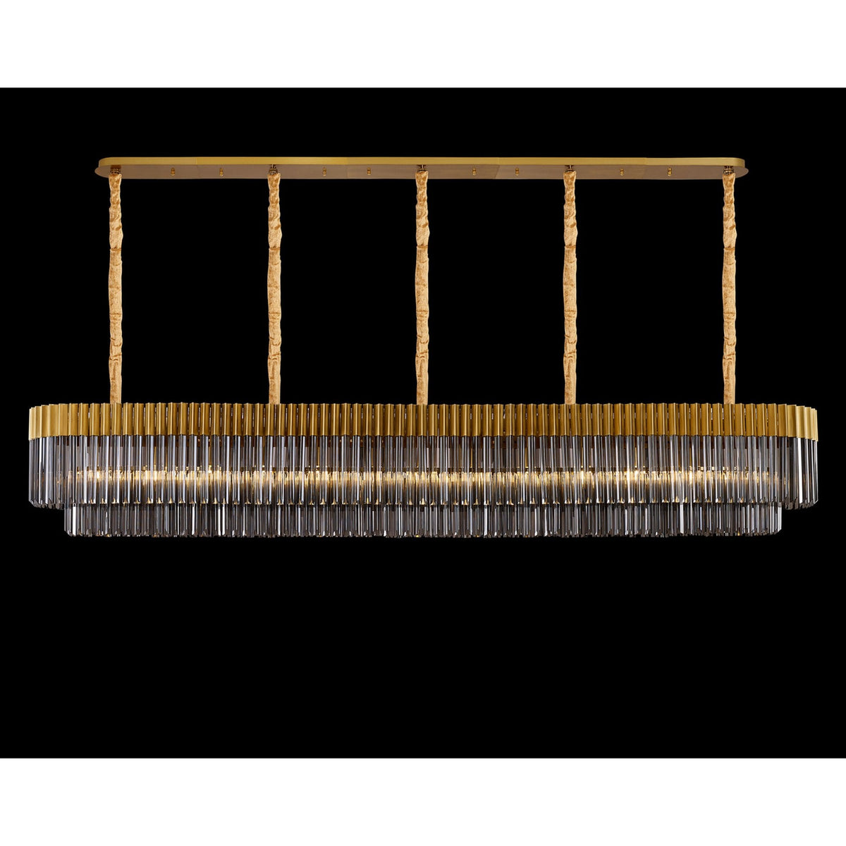 Kentisbeare 2500mm Linear Chandelier in Brass & Smoked Glass