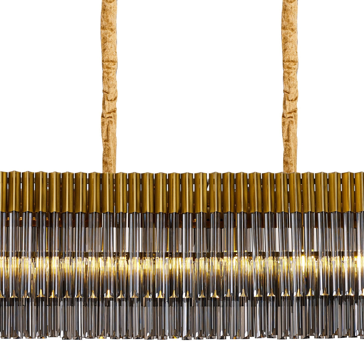 Kentisbeare 2500mm Linear Chandelier in Brass & Smoked Glass