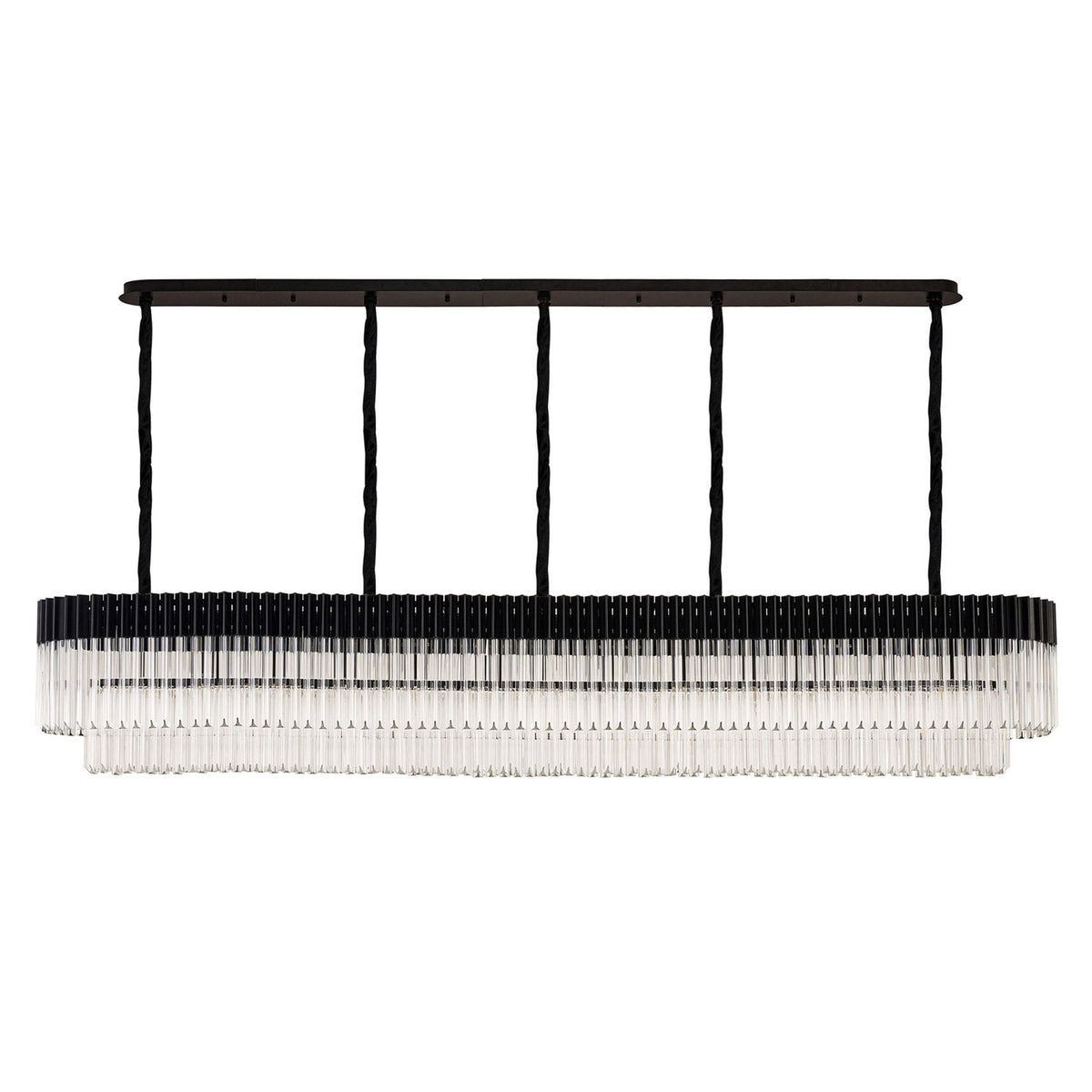 Kentisbeare 2500mm Linear Chandelier in Matt Black & Clear Glass