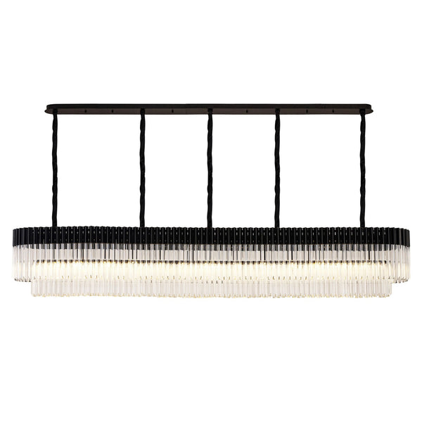 Kentisbeare 2500mm Linear Chandelier in Matt Black & Clear Glass