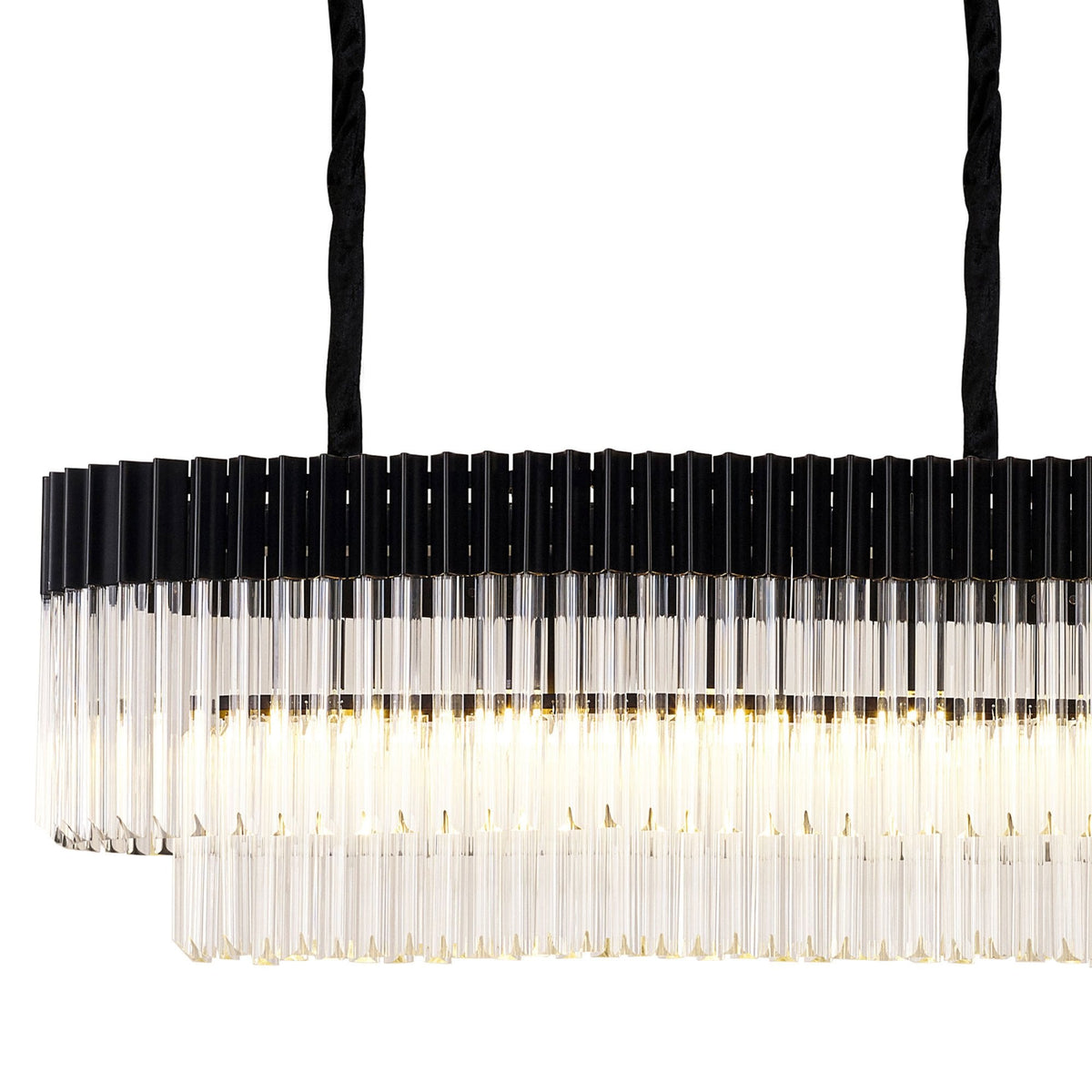 Kentisbeare 2500mm Linear Chandelier in Matt Black & Clear Glass