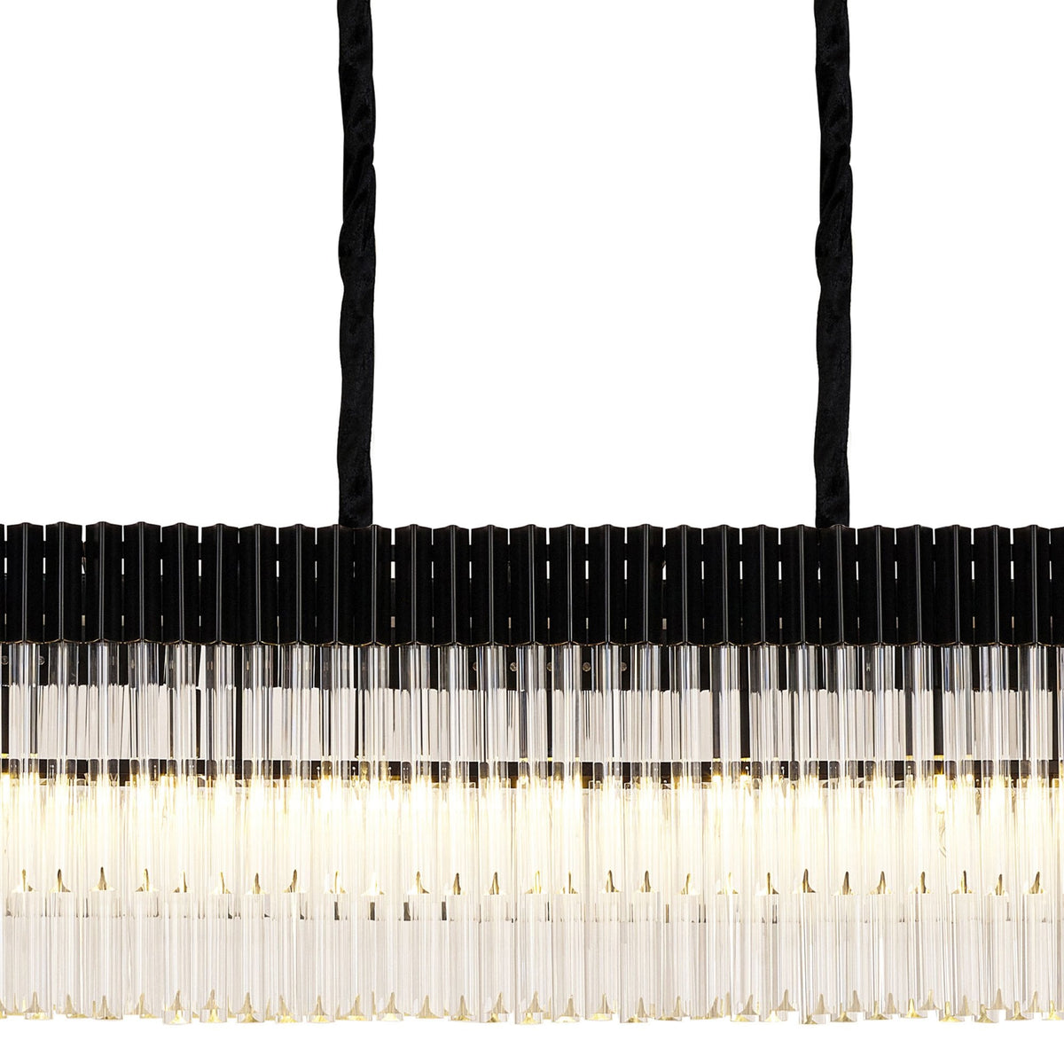 Kentisbeare 2500mm Linear Chandelier in Matt Black & Clear Glass