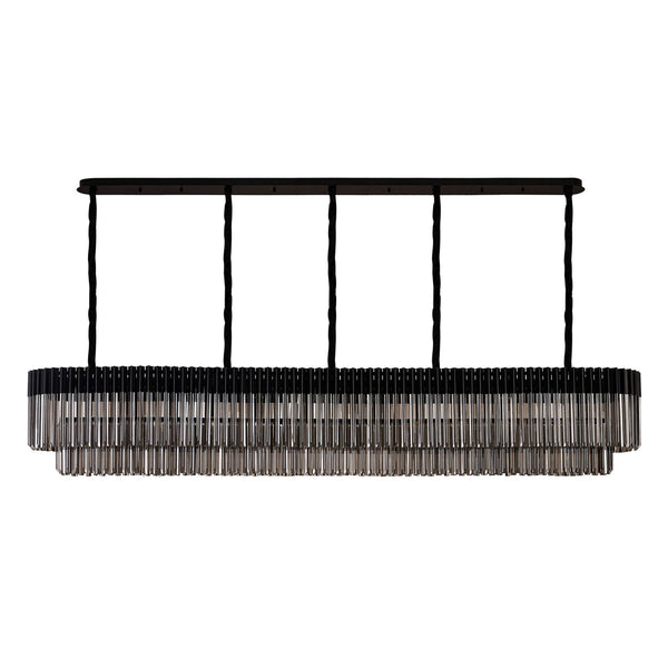Kentisbeare 2500mm Linear Chandelier in Matt Black & Smoked Glass