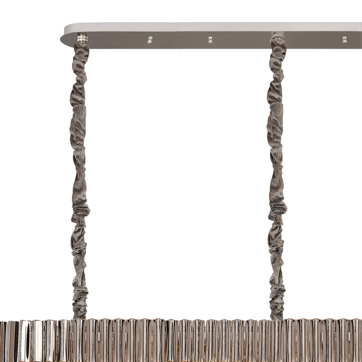 Kentisbeare 2500mm Linear Chandelier in Polished Nickel & Cognac Glass