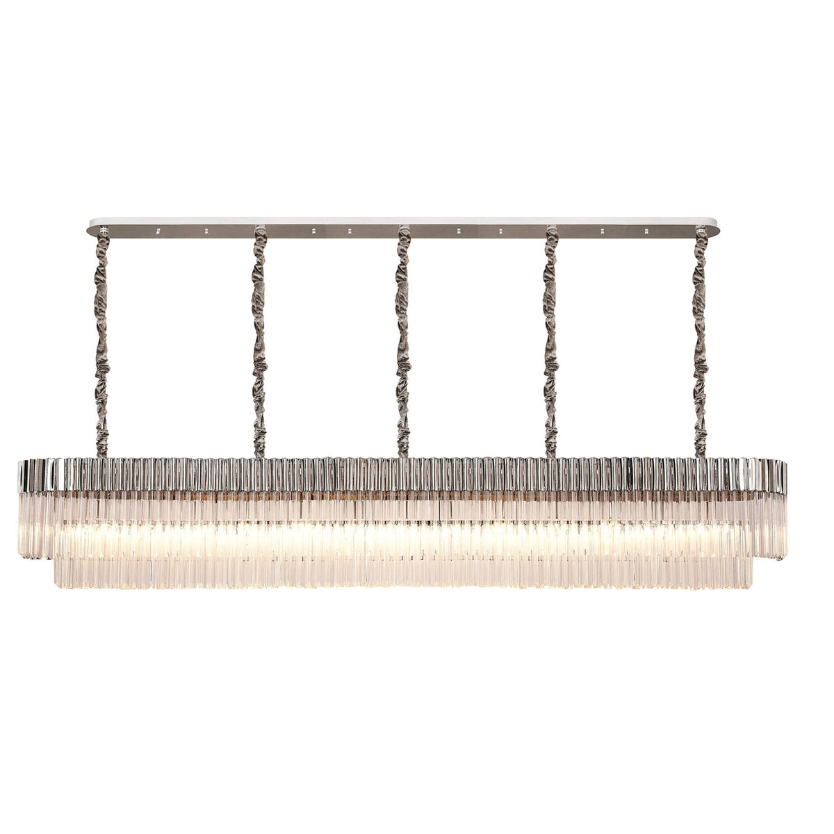Kentisbeare 2500mm Linear Chandelier in Polished Nickel & Clear Glass