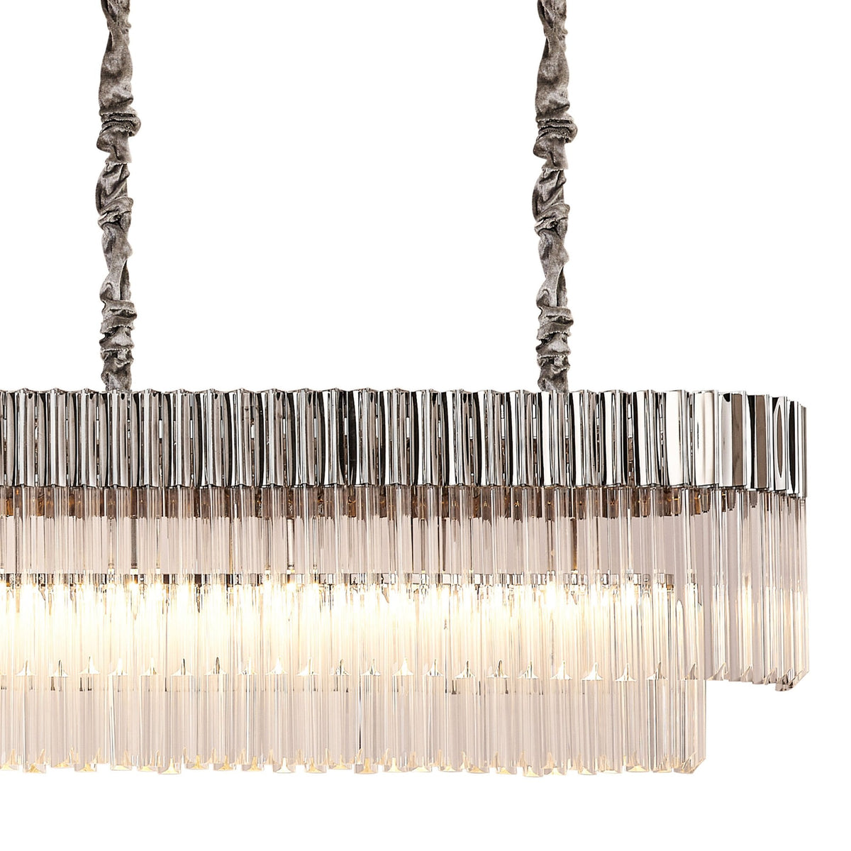 Kentisbeare 2500mm Linear Chandelier in Polished Nickel & Clear Glass