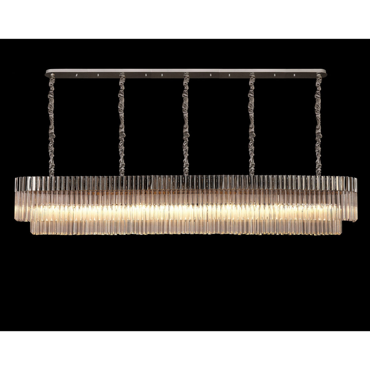 Kentisbeare 2500mm Linear Chandelier in Polished Nickel & Clear Glass
