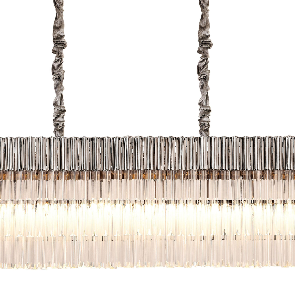 Kentisbeare 2500mm Linear Chandelier in Polished Nickel & Clear Glass