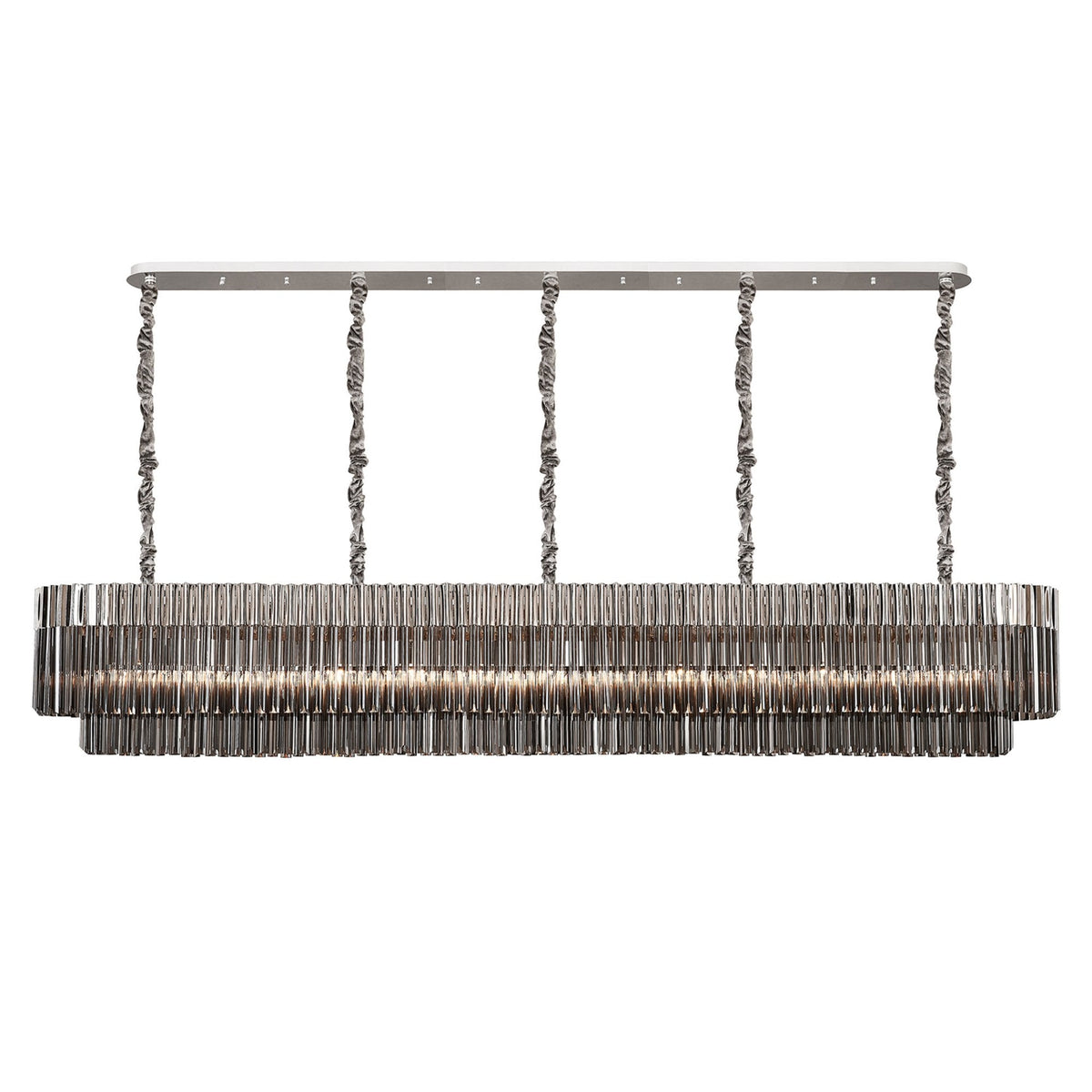 Kentisbeare 2500mm Linear Chandelier in Polished Nickel & Smoked Glass