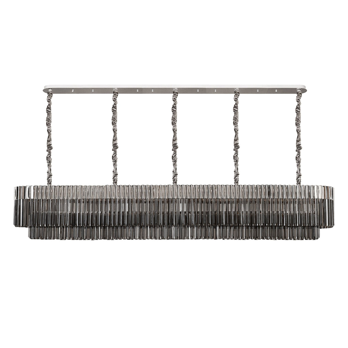 Kentisbeare 2500mm Linear Chandelier in Polished Nickel & Smoked Glass