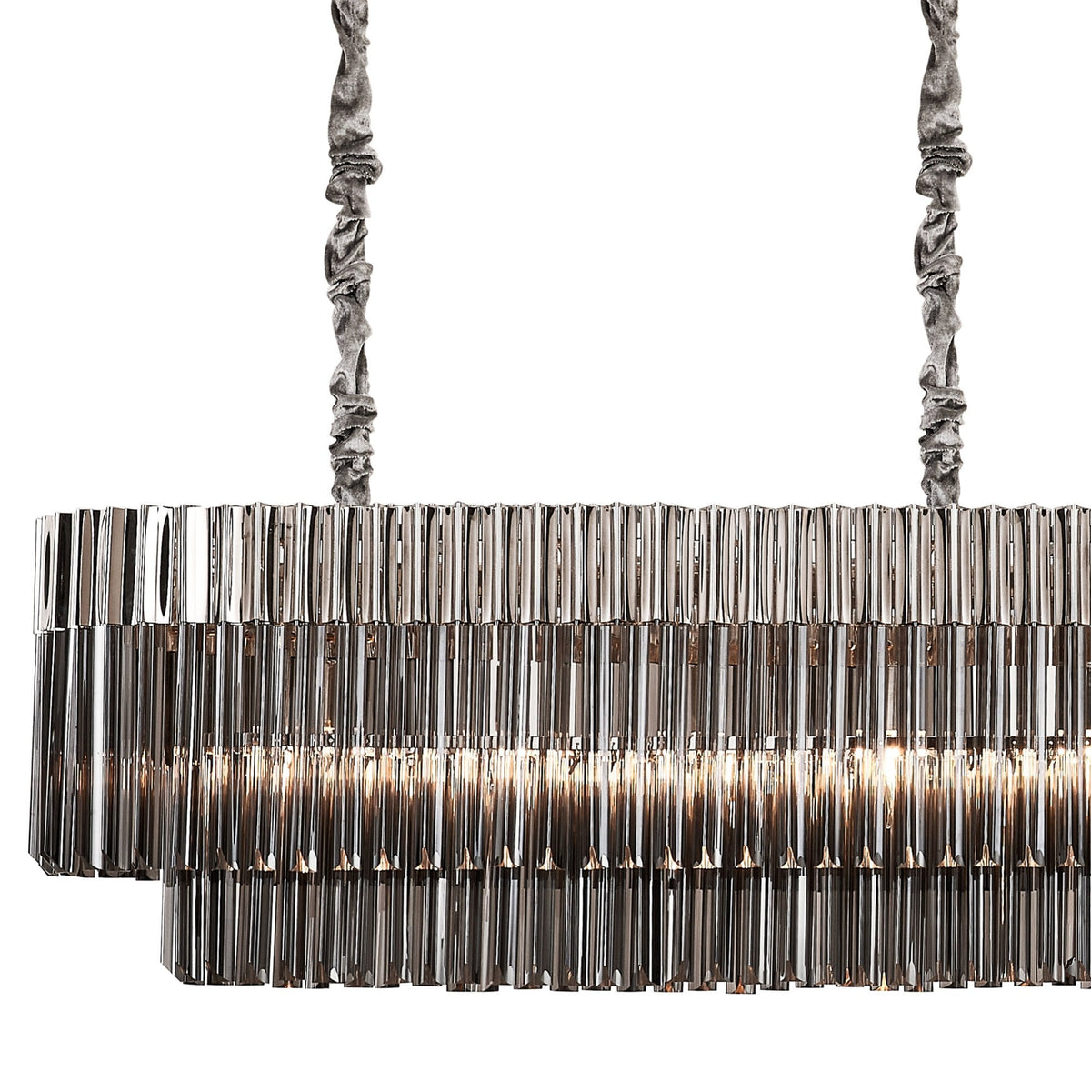 Kentisbeare 2500mm Linear Chandelier in Polished Nickel & Smoked Glass