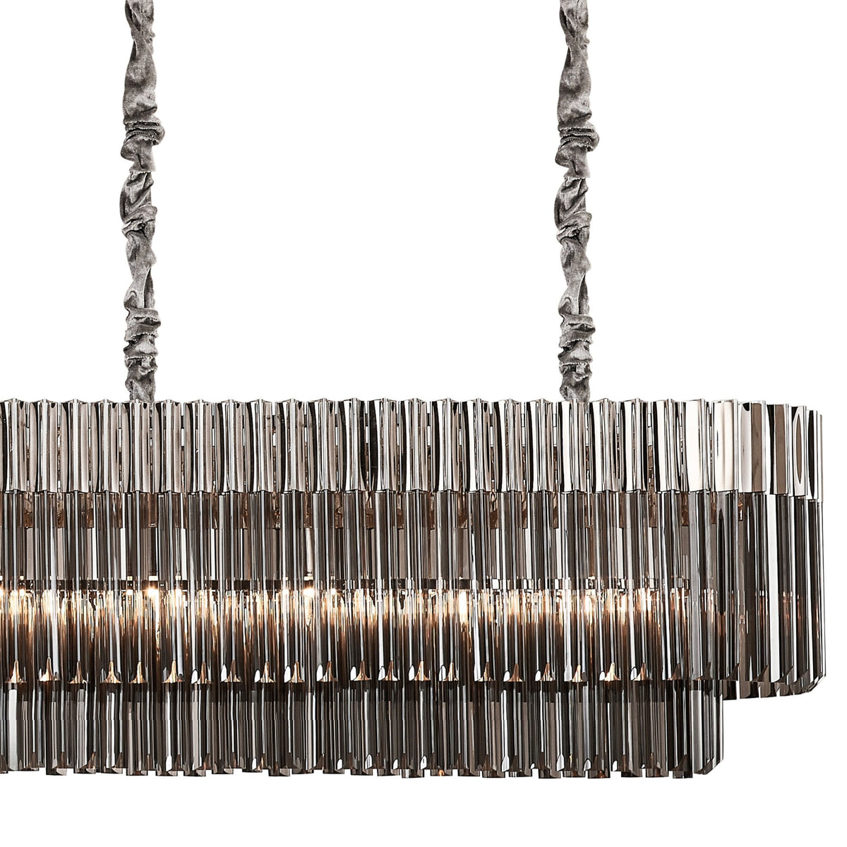 Kentisbeare 2500mm Linear Chandelier in Polished Nickel & Smoked Glass