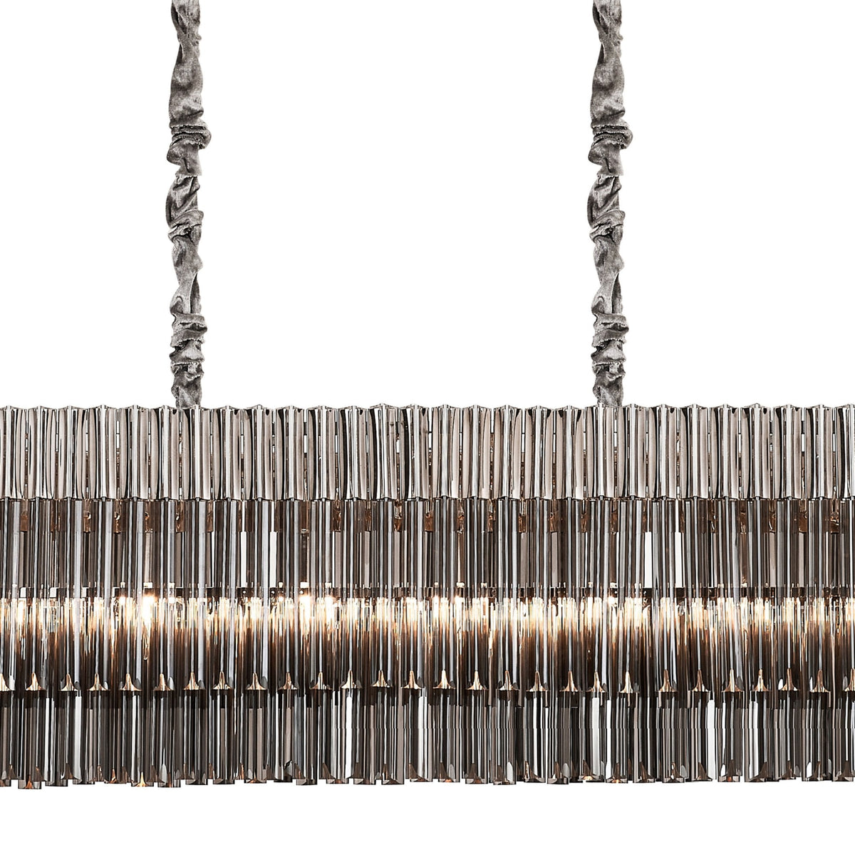 Kentisbeare 2500mm Linear Chandelier in Polished Nickel & Smoked Glass