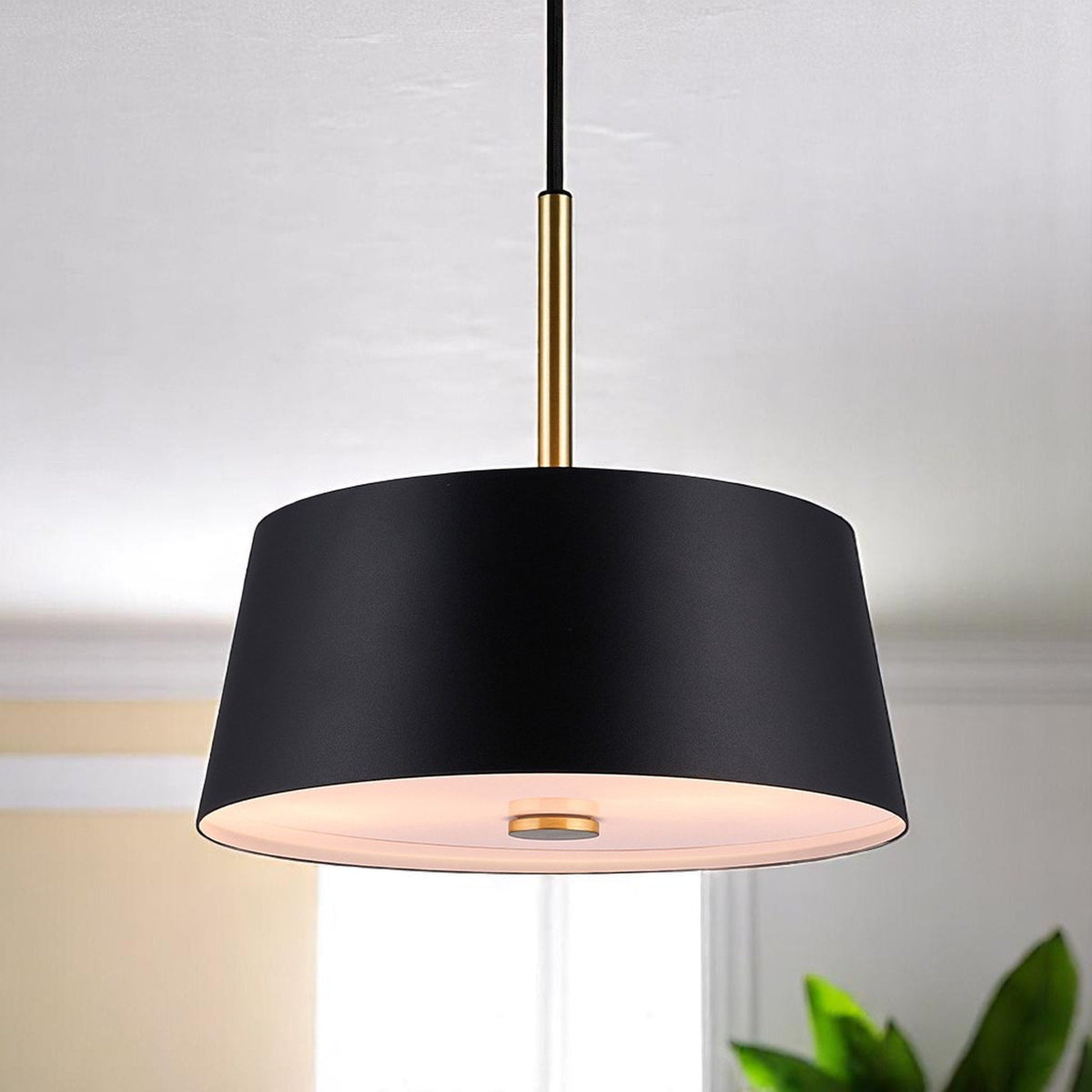 Clasi 30 Pendant in Black with Brass Detailing