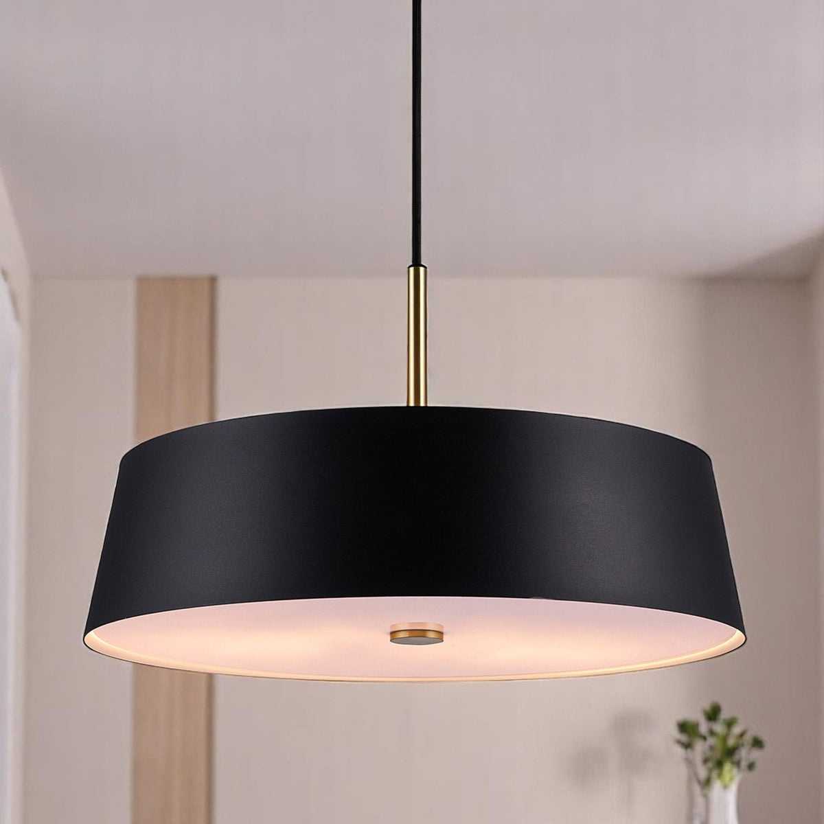 Clasi 45 Pendant in Black with Brass Detailing
