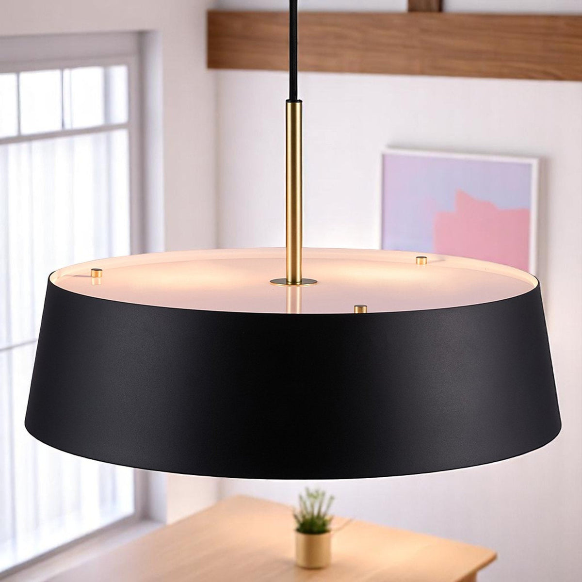 Clasi 45 Pendant in Black with Brass Detailing