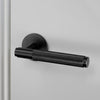 Cross Cut Knurled Single Fixed Door Handle In Black