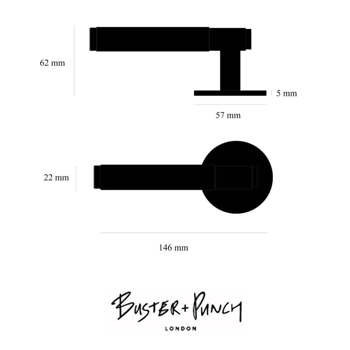 Cross Cut Knurled Single Fixed Door Handle In Steel