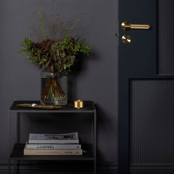 Cross Cut Knurled Single Fixed Door Handle In Brass