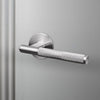 Linear Knurled Single Fixed Door Handle In Steel