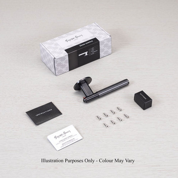 Linear Knurled Single Fixed Door Handle In Steel