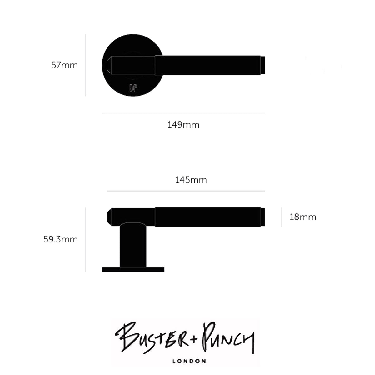 Linear Knurled Single Fixed Door Handle In Steel