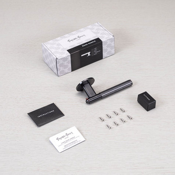 Linear Knurled Single Fixed Door Handle In Welders Black