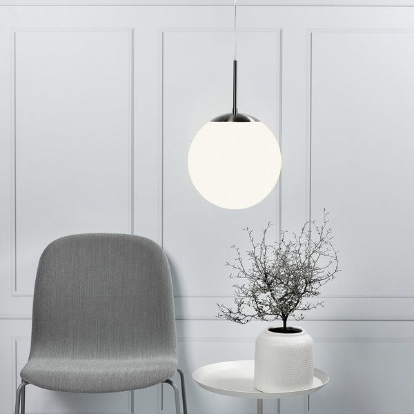 Nordlux Cafe 30 Opal Pendant In Brushed Steel