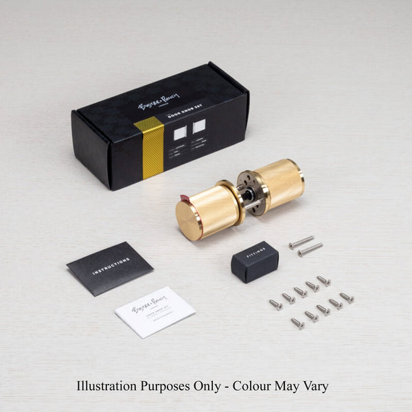 Cross Cut Knurled Door Knob Set In Black