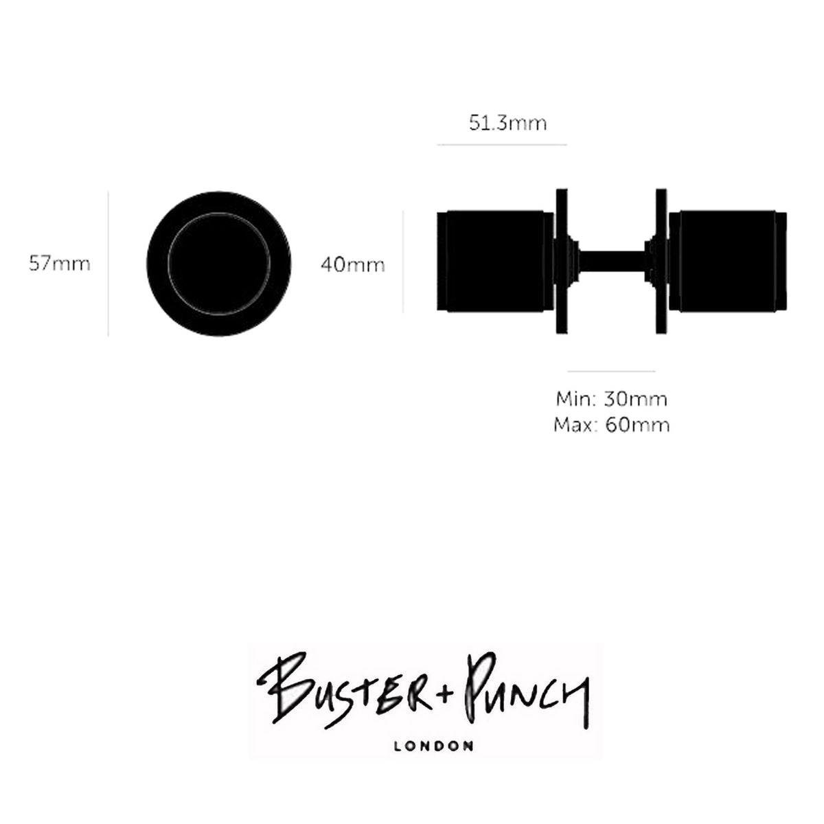 Linear Knurled Door Knob Set In Steel