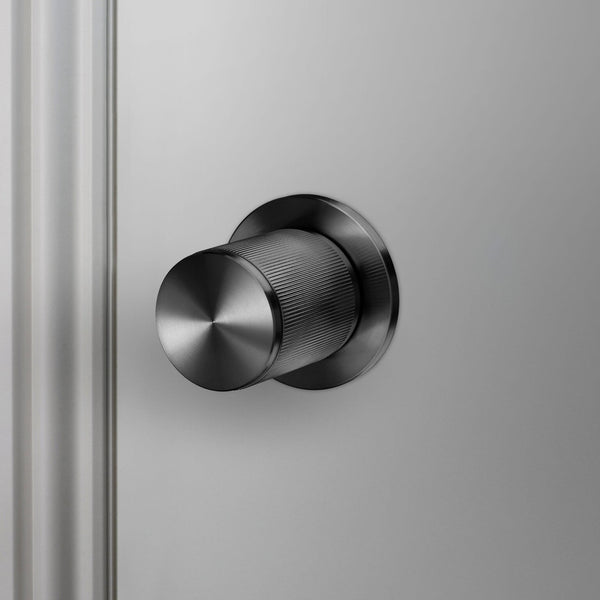 Linear Knurled Door Knob Set In Gun Metal Grey