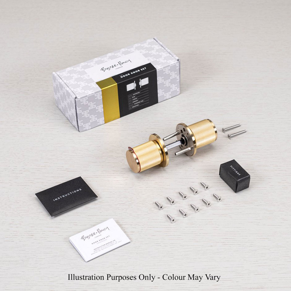 Linear Knurled Door Knob Set In Steel