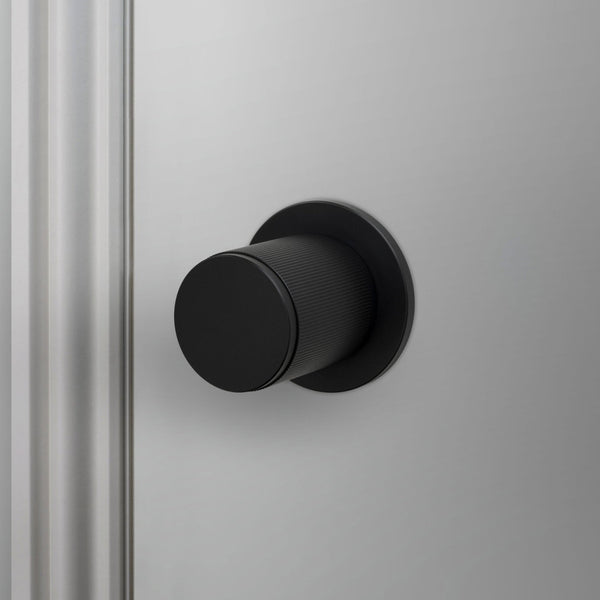 Linear Knurled Door Knob Set In Welders Black
