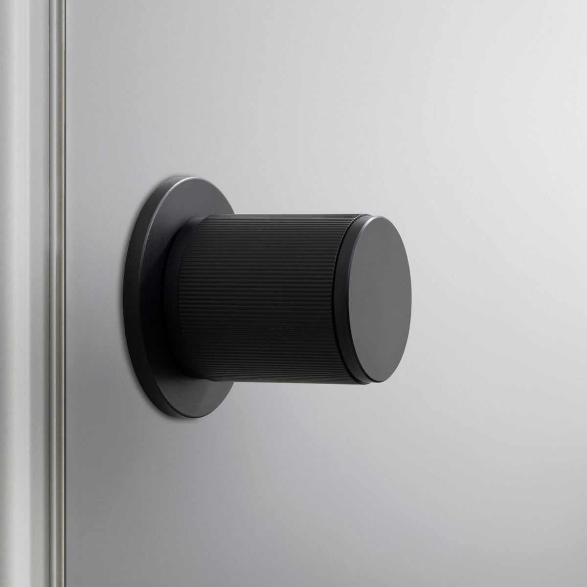 Linear Knurled Door Knob Set In Welders Black