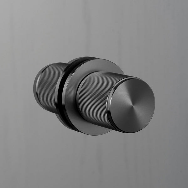 Linear Knurled Fixed Double Sided Door Knob In Gun Metal Grey
