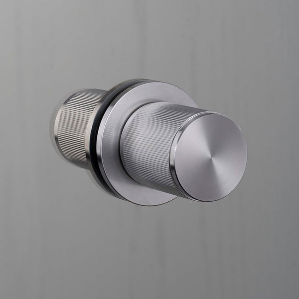 Linear Knurled Fixed Double Sided Door Knob In Steel