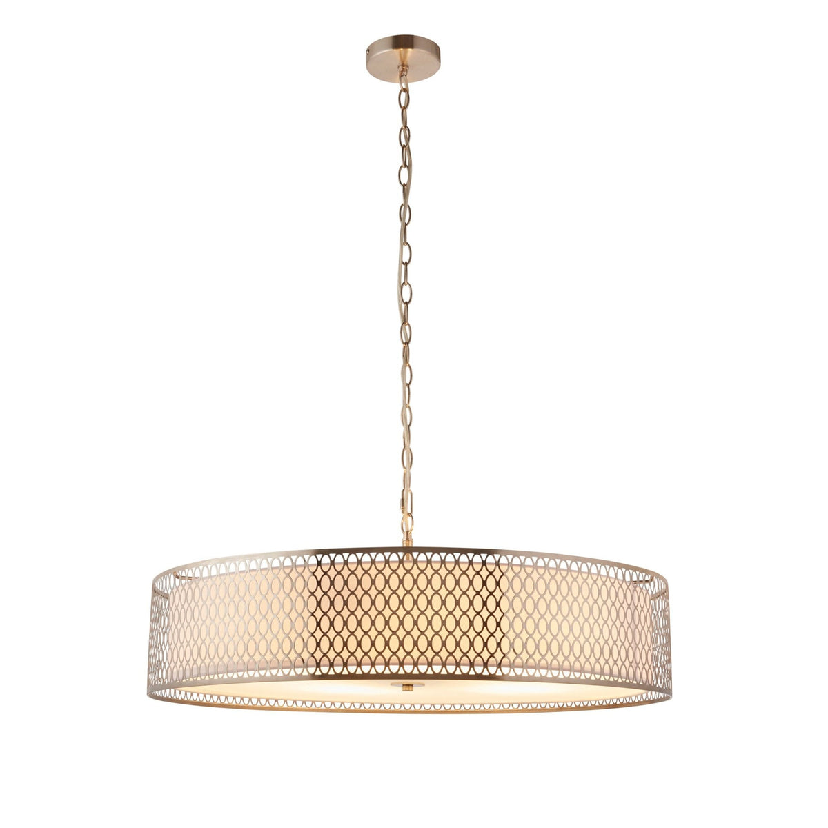 Cordero 5lt Grand Pendant in Satin Nickel with White Inner Shade