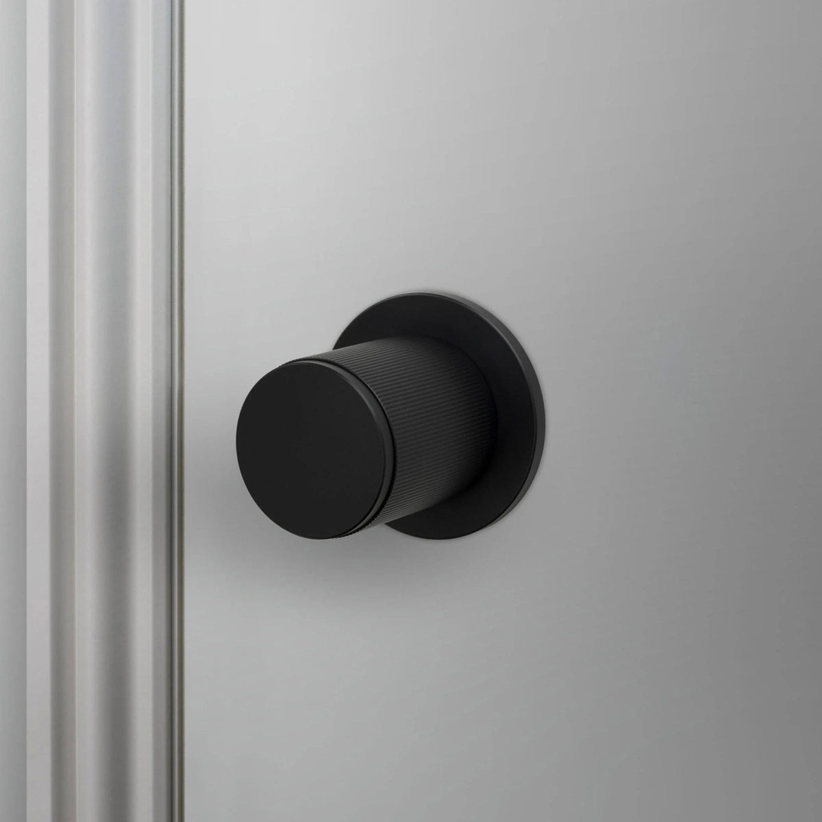 Linear Knurled Fixed Single Sided Door Knob In Welders Black