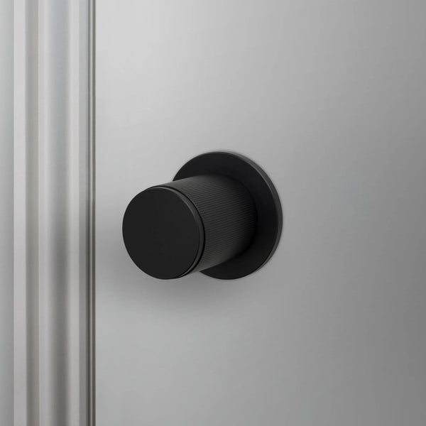 Linear Knurled Fixed Single Sided Door Knob In Welders Black