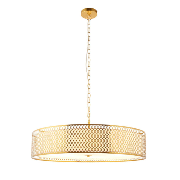 Cordero 5lt Grand Pendant in Gold with White Inner Shade