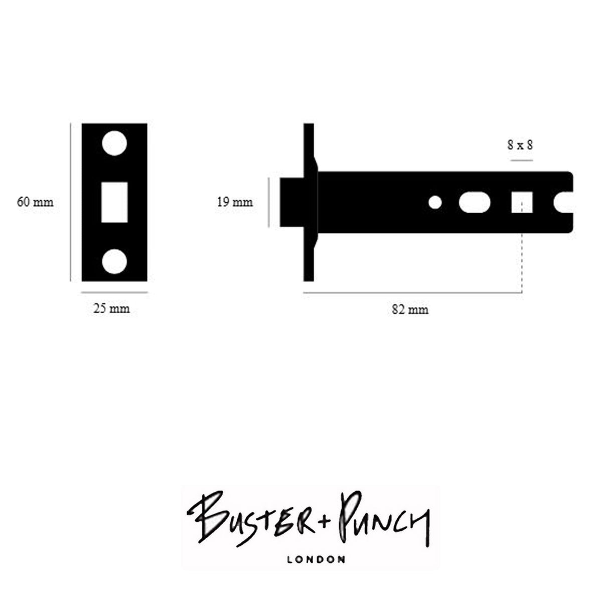 82mm Tubular Door Knob Latch In Brass