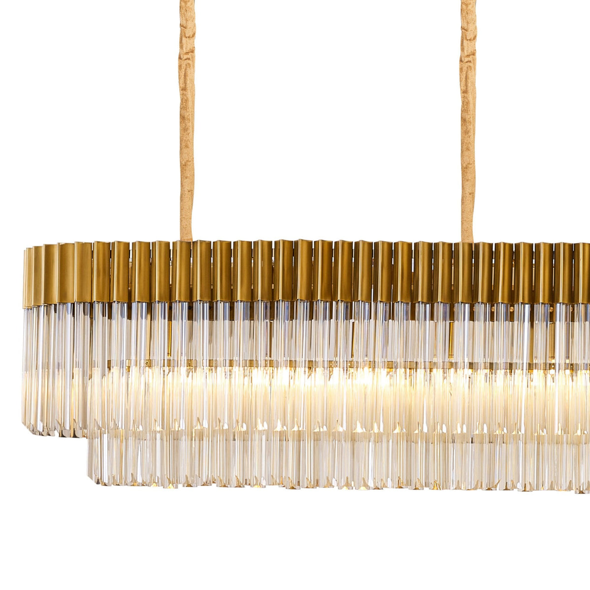 Kentisbeare 3000mm Linear Chandelier in Brass & Cognac Glass