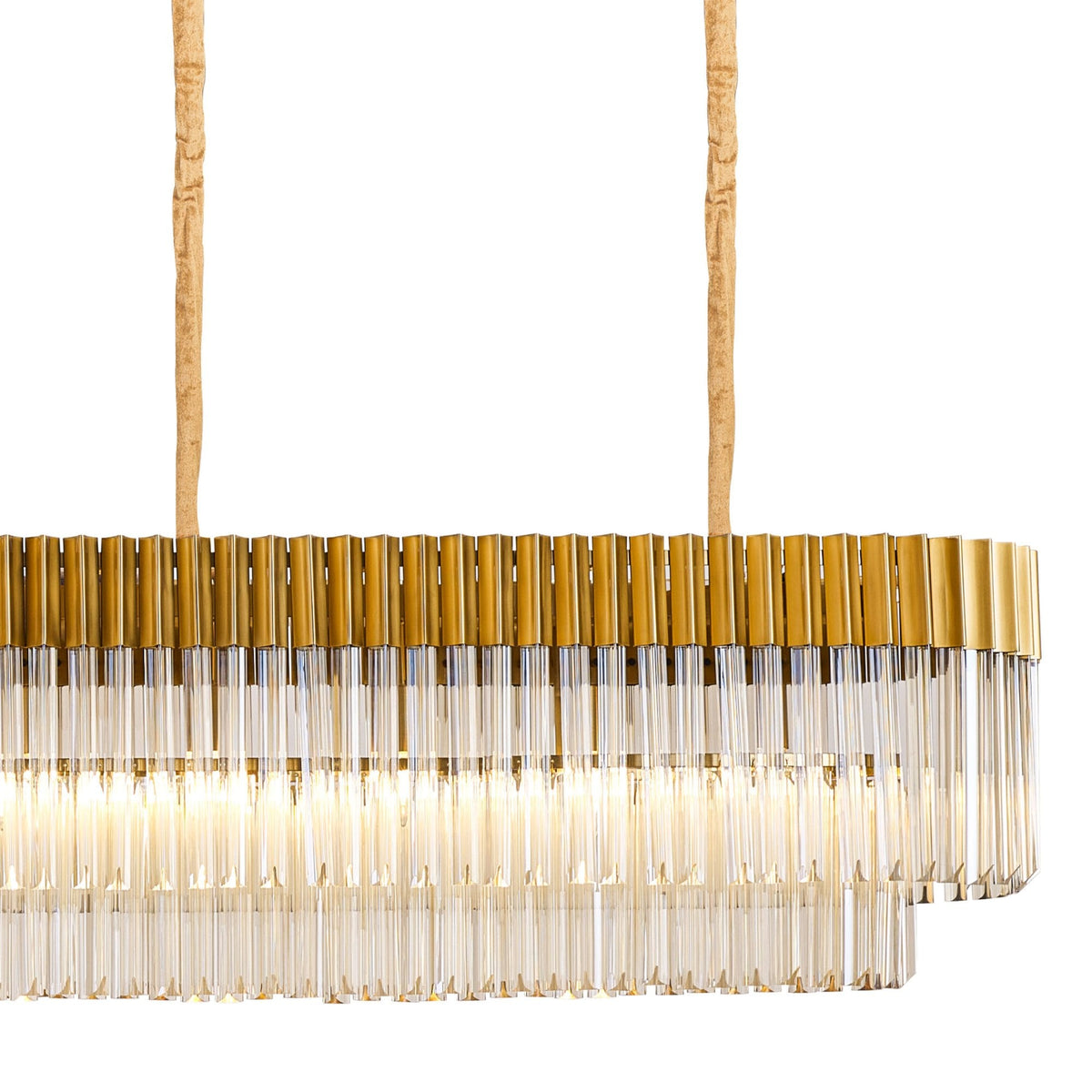 Kentisbeare 3000mm Linear Chandelier in Brass & Cognac Glass