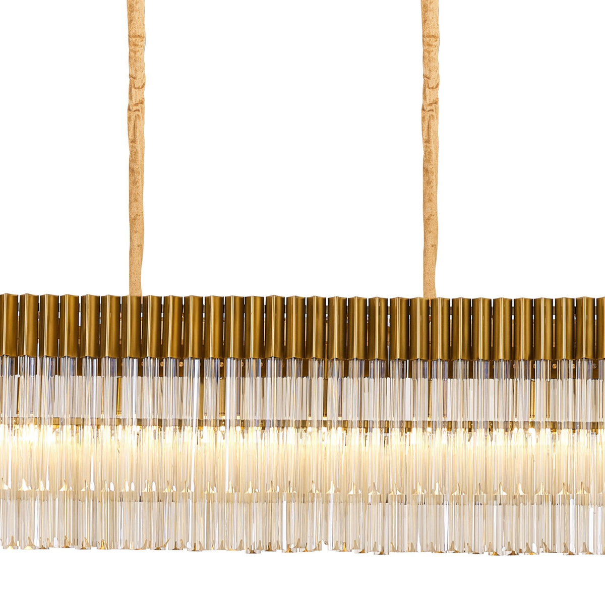 Kentisbeare 3000mm Linear Chandelier in Brass & Cognac Glass