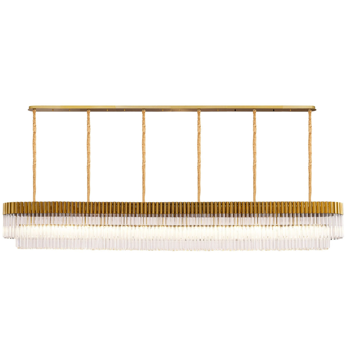 Kentisbeare 3000mm Linear Chandelier in Brass & Clear Glass