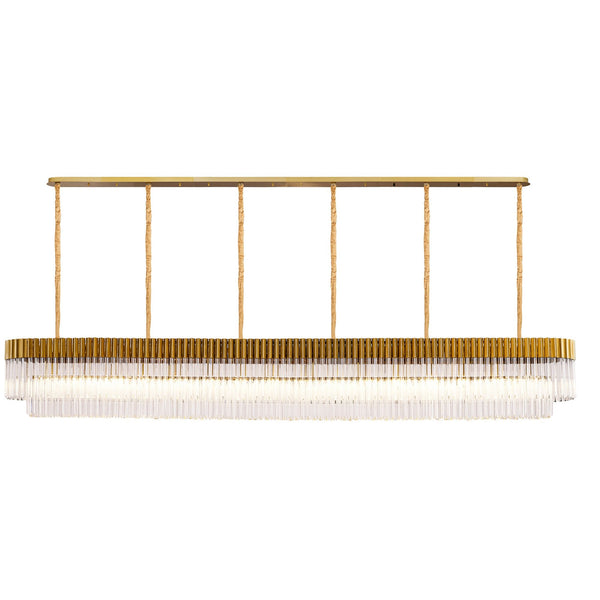 Kentisbeare 3000mm Linear Chandelier in Brass & Clear Glass