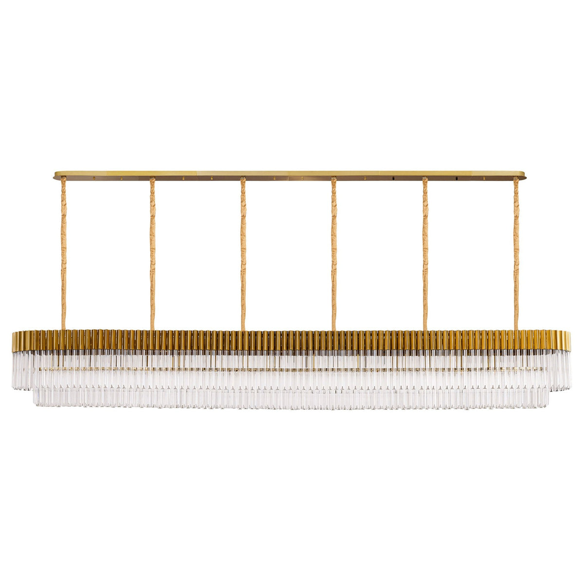 Kentisbeare 3000mm Linear Chandelier in Brass & Clear Glass