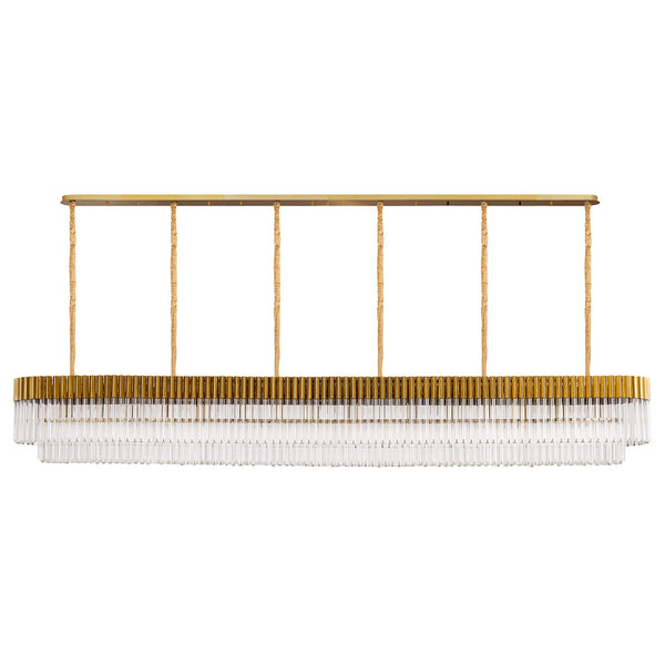 Kentisbeare 3000mm Linear Chandelier in Brass & Clear Glass