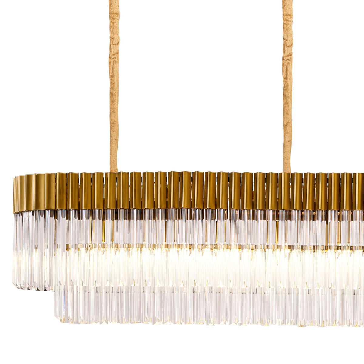 Kentisbeare 3000mm Linear Chandelier in Brass & Clear Glass