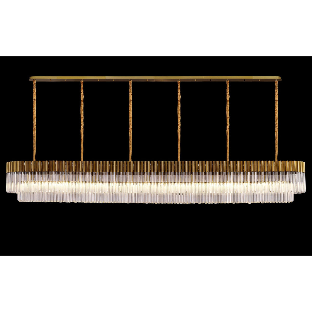 Kentisbeare 3000mm Linear Chandelier in Brass & Clear Glass